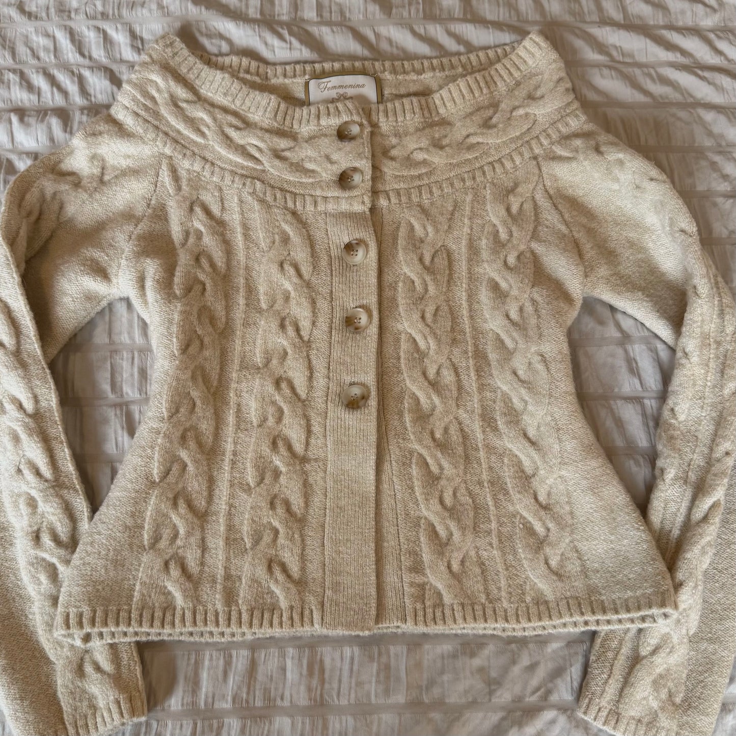 Ivory Cream Off The Shoulder Sweater