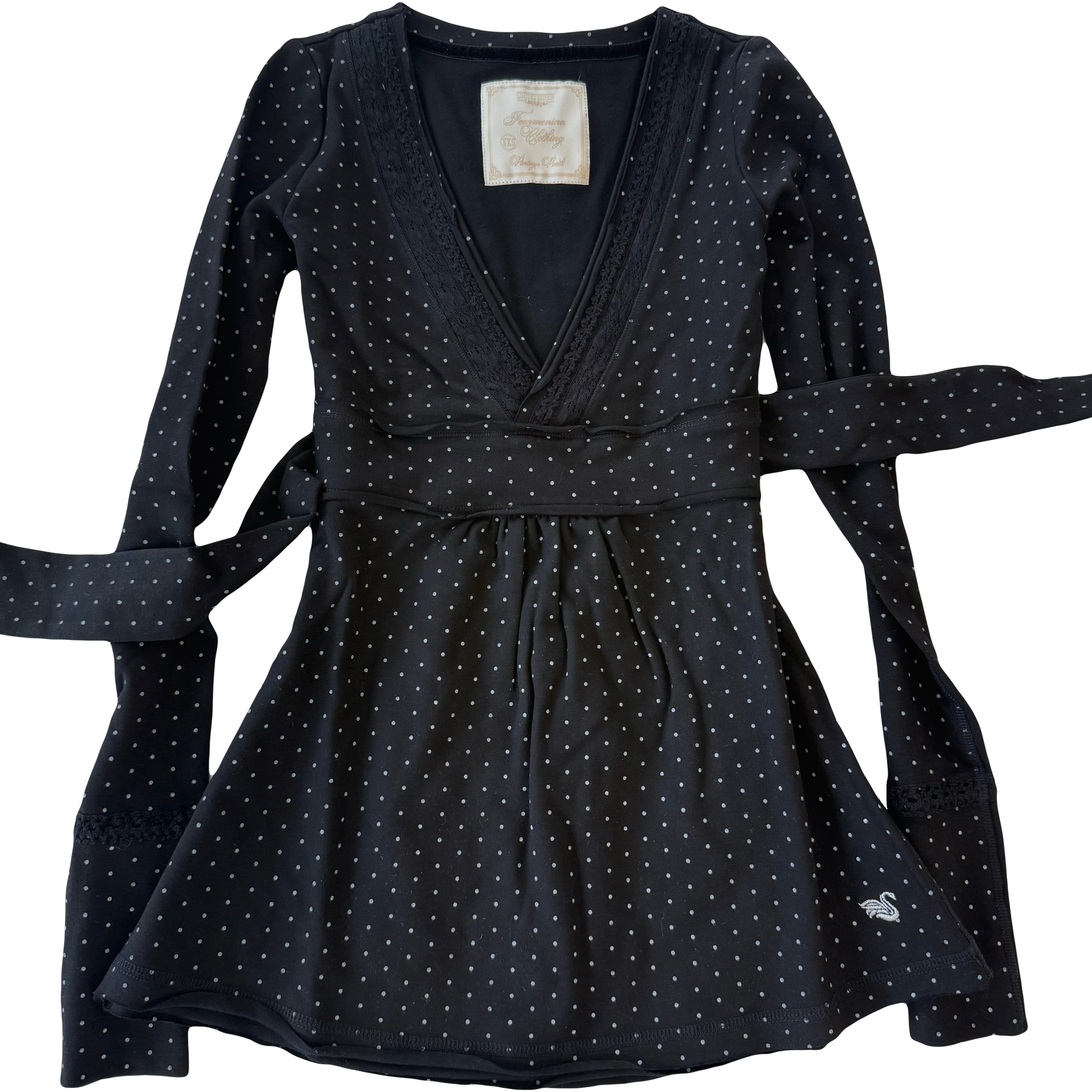 Polkadot Black Badydoll Top - Archive Collection