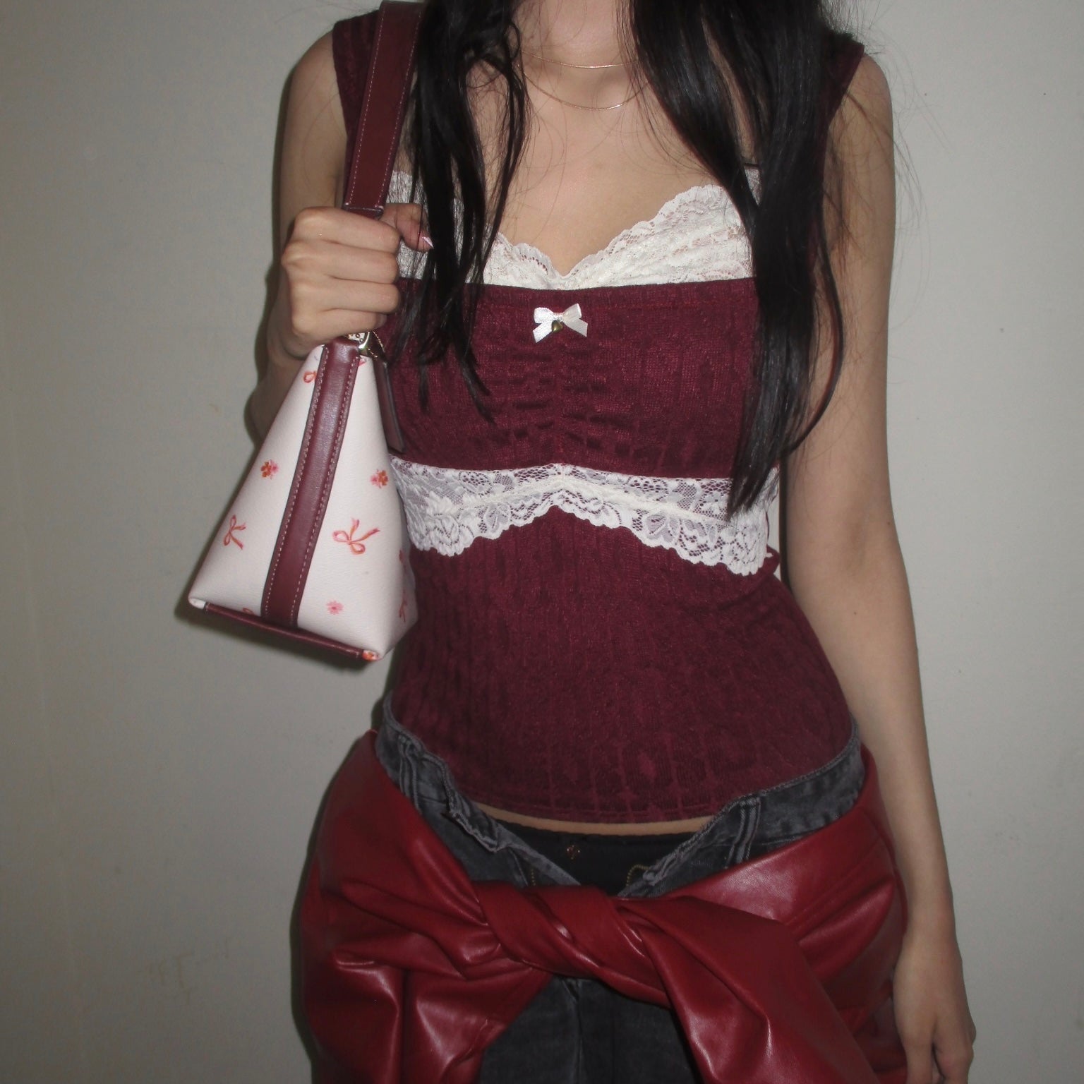 Burgundy Charlotte Lacey top
