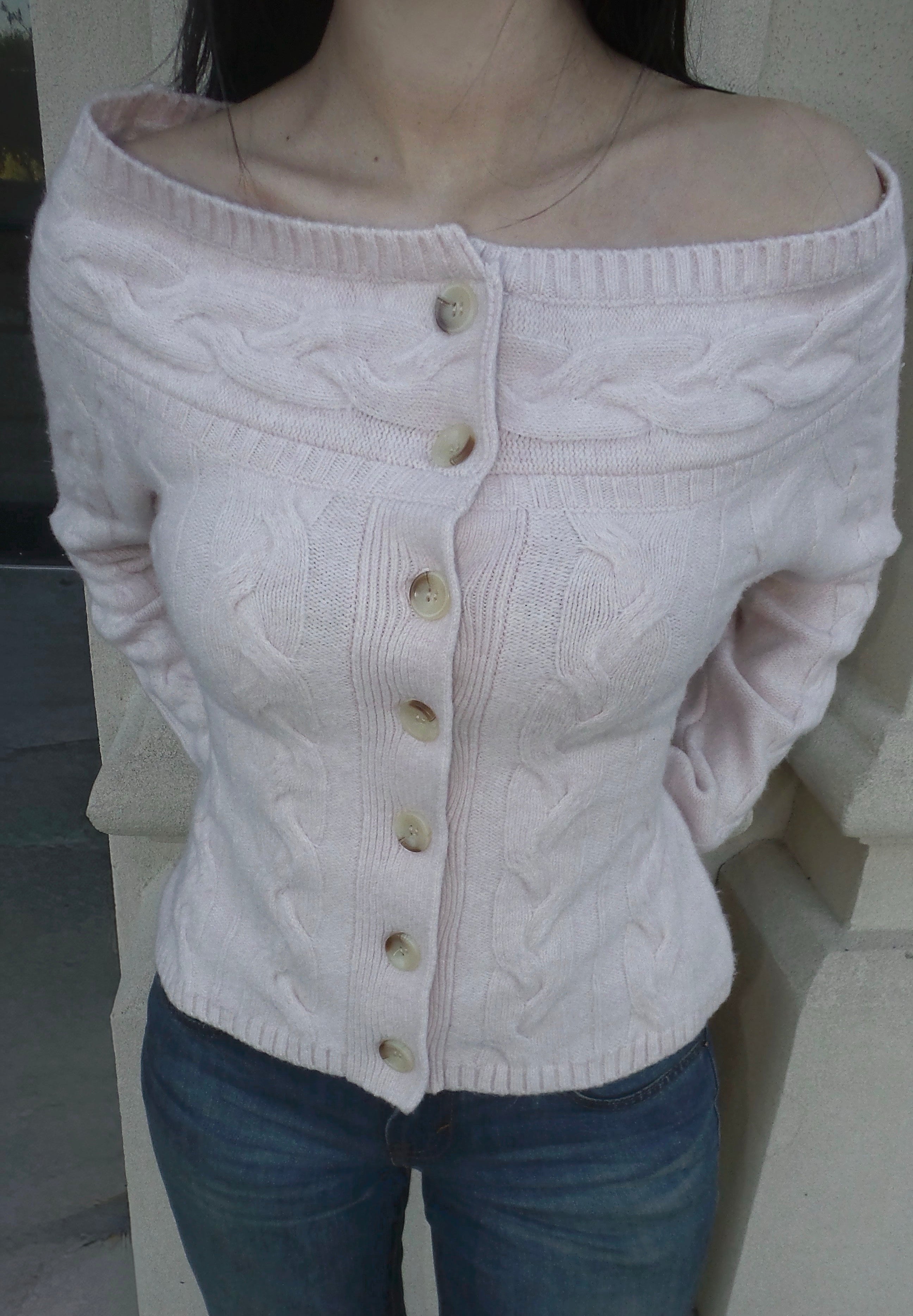 Light Pink Off The Shoulder Sweater
