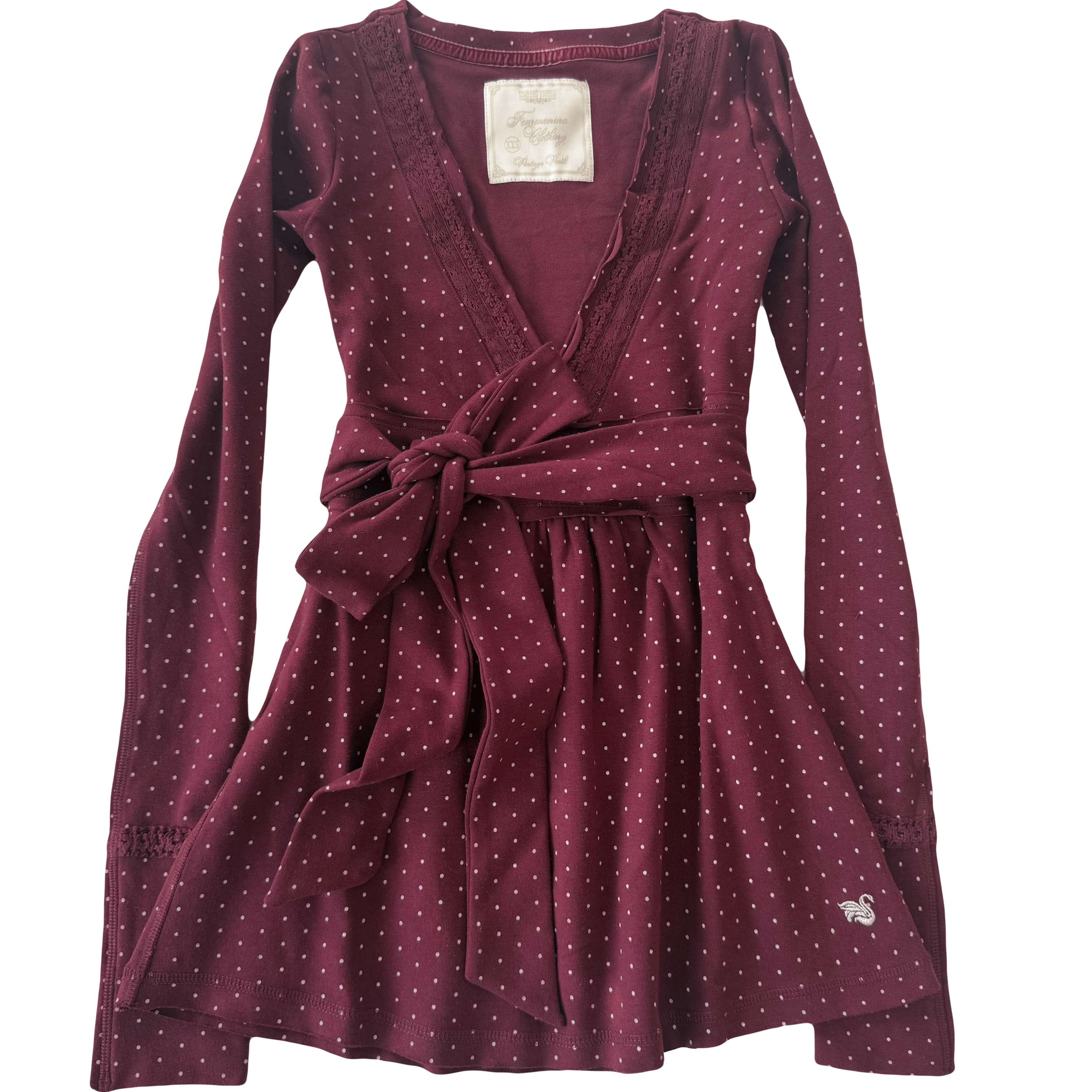 Polkadot Burgundy Badydoll Top - Archive Collection
