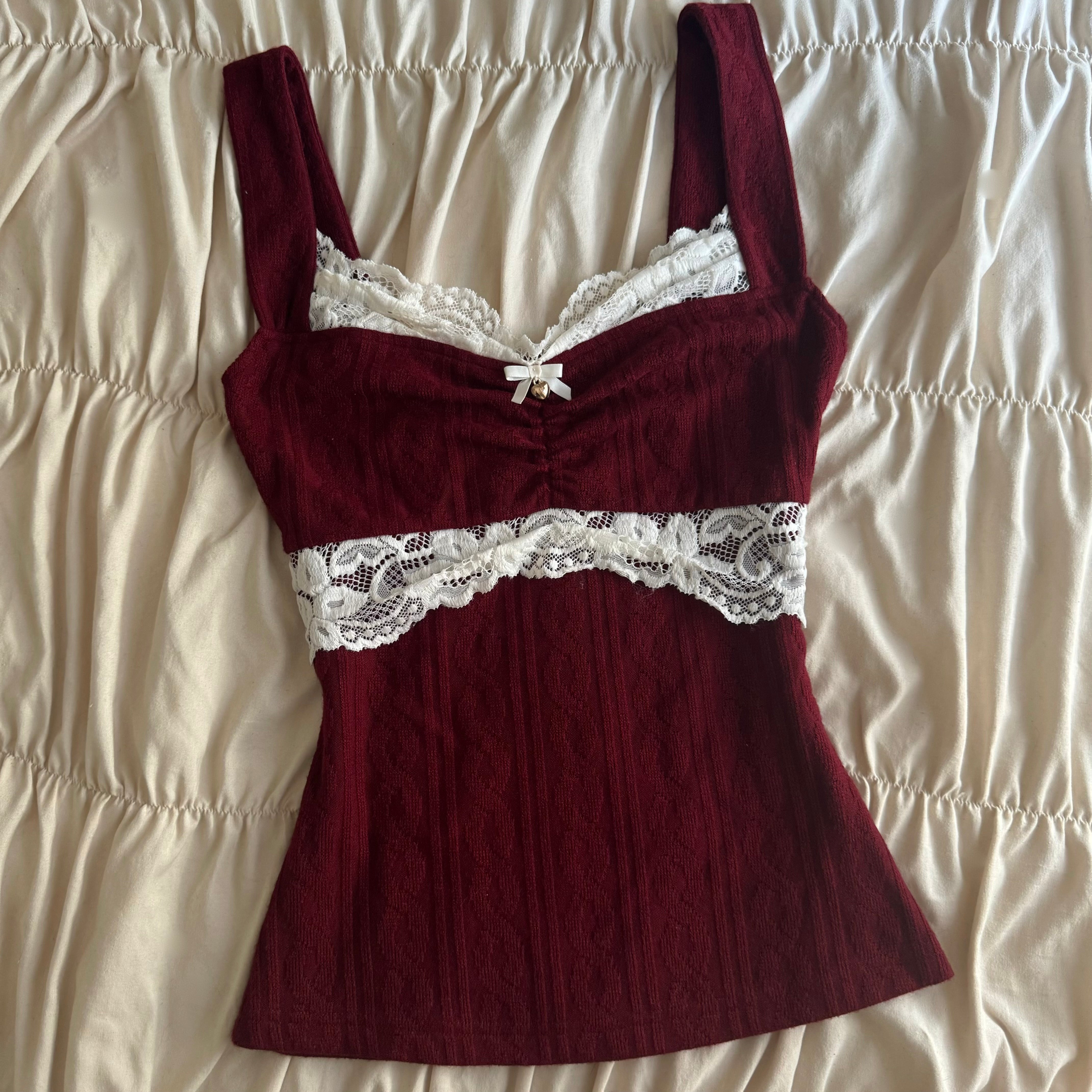 Burgundy Charlotte Lacey top