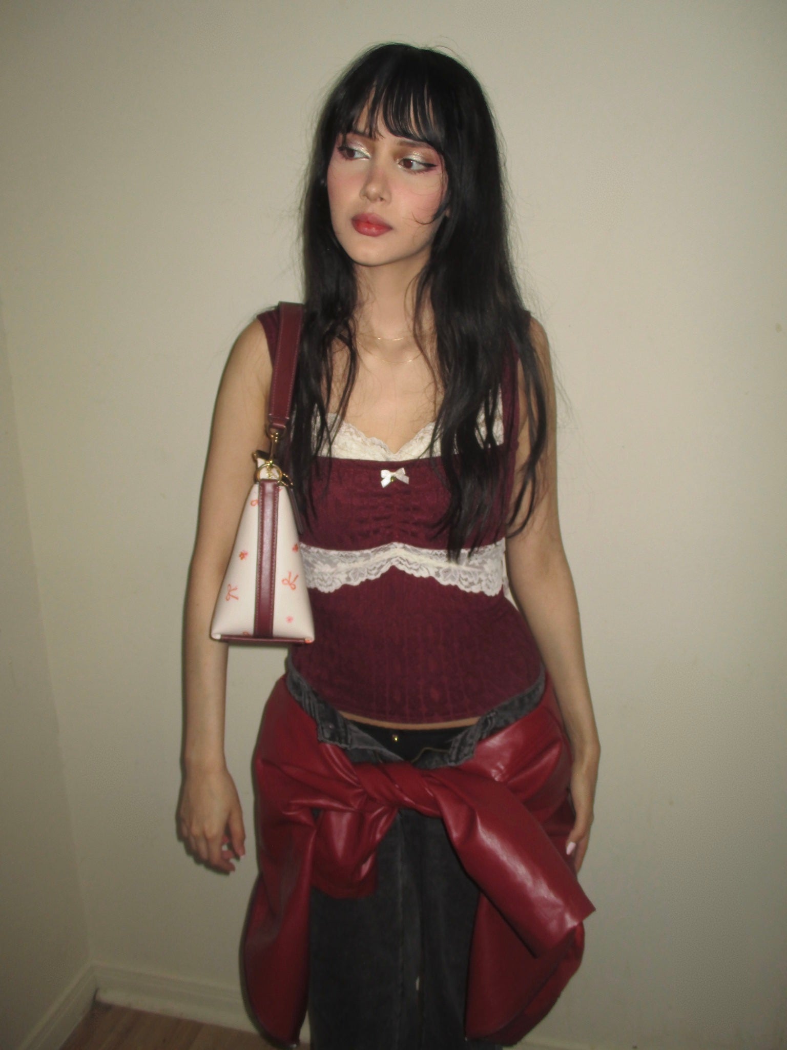 Burgundy Charlotte Lacey top