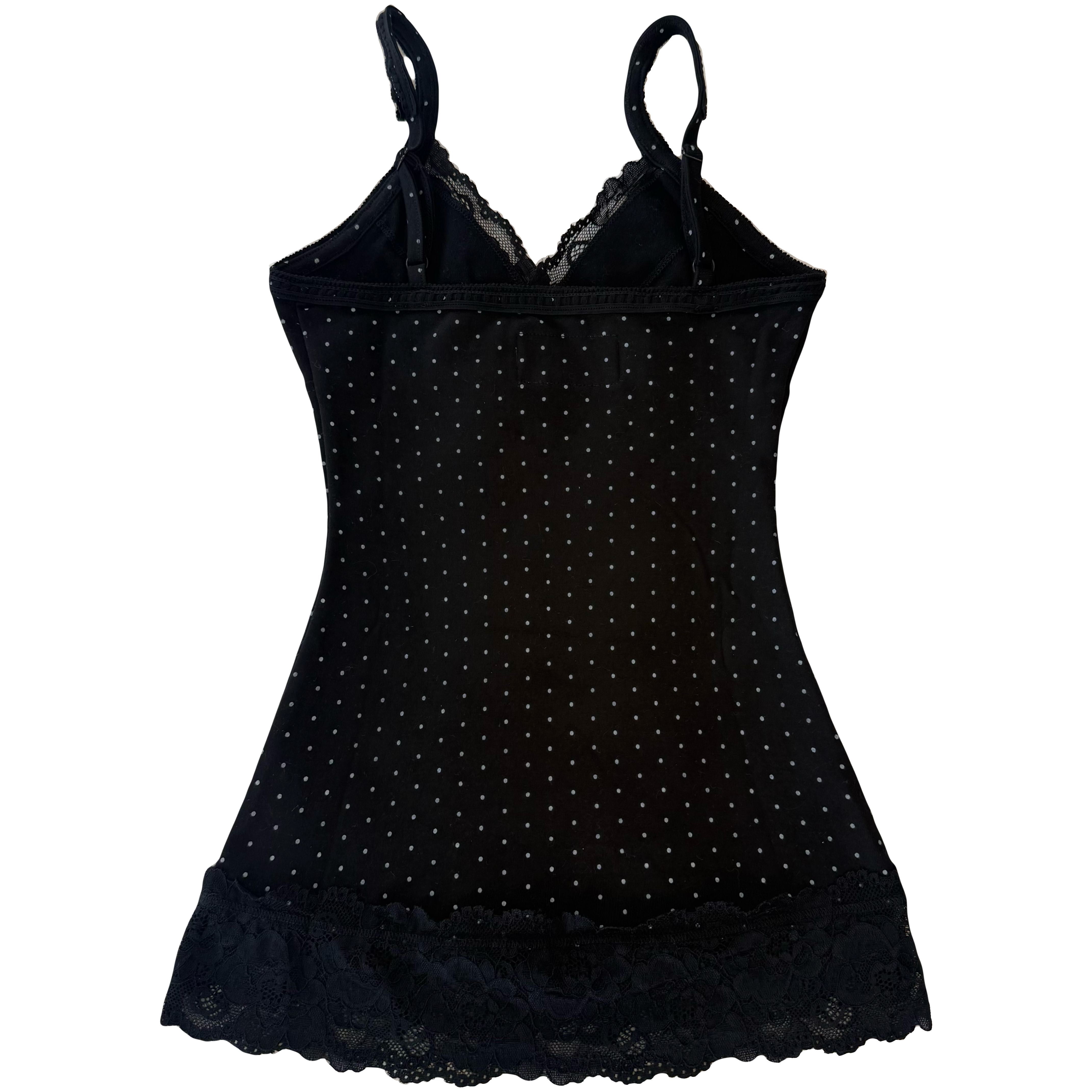 2000s Black Polkadot Lacey Cami Top