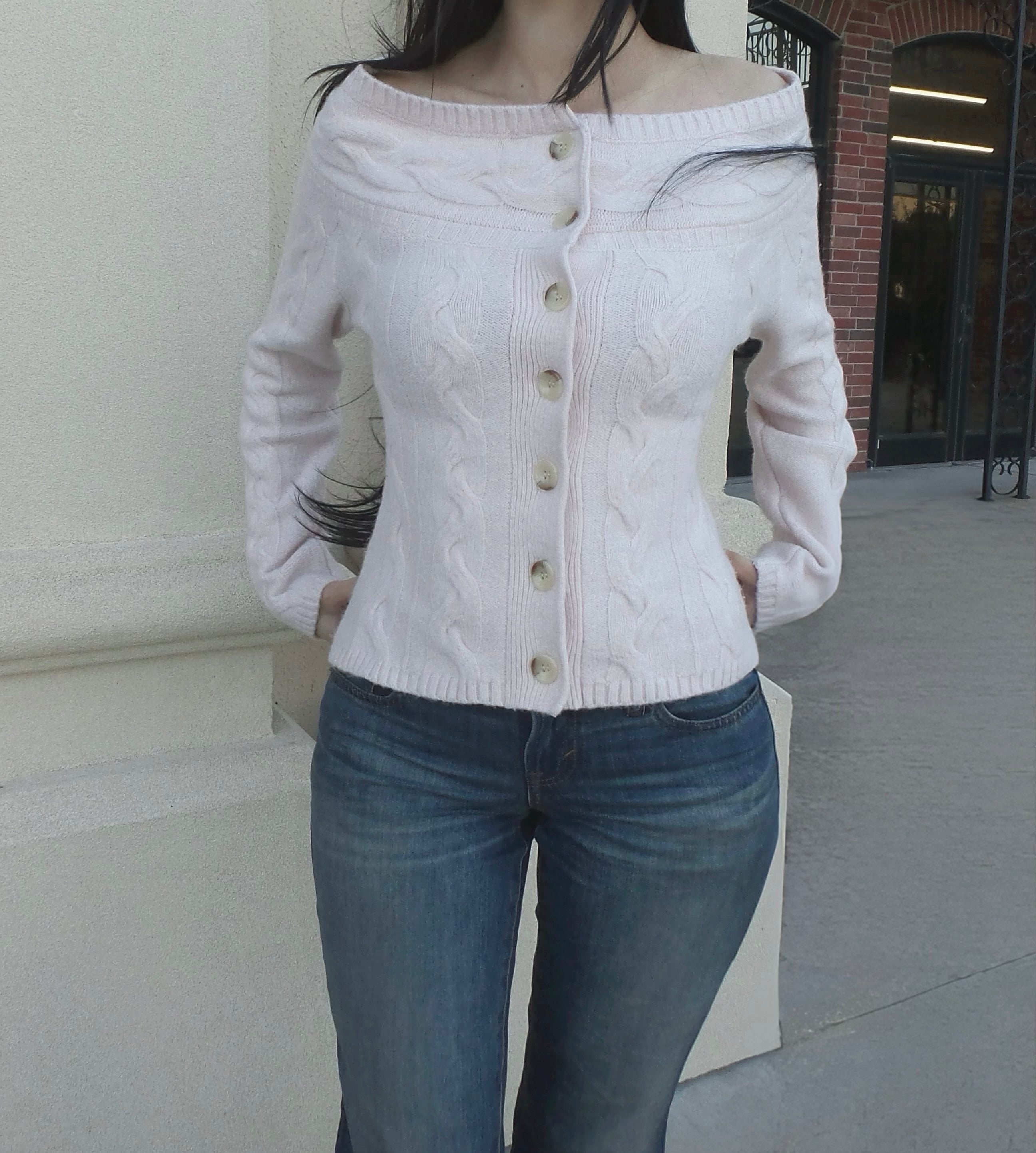 Light Pink Off The Shoulder Sweater