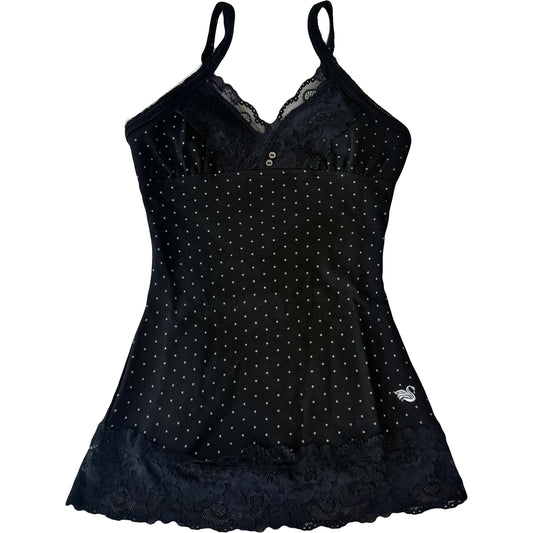 2000s Black Polkadot Lacey Cami Top