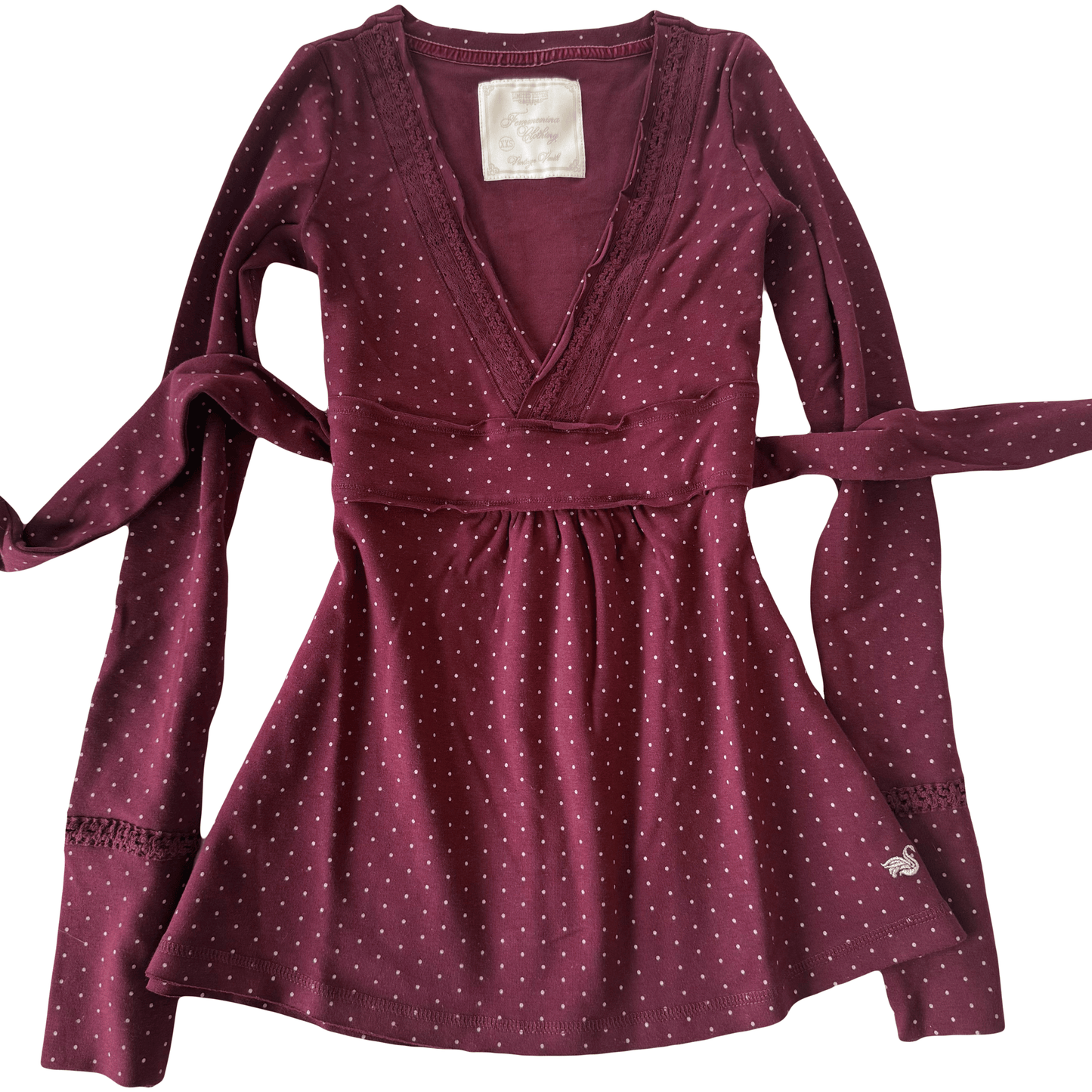 Polkadot Burgundy Badydoll Top - Archive Collection