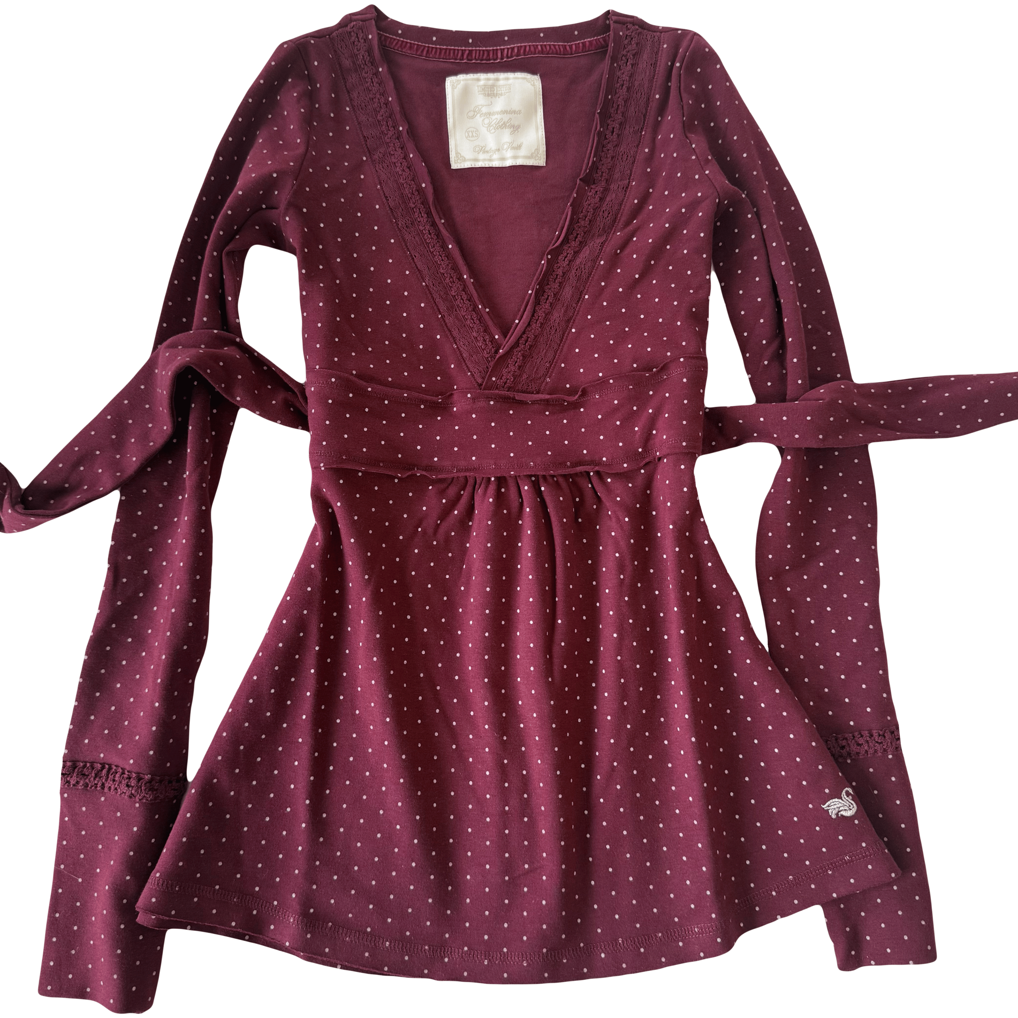 Polkadot Burgundy Badydoll Top - Archive Collection