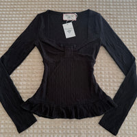 Black Bow Sleeve Long Sleeve Top