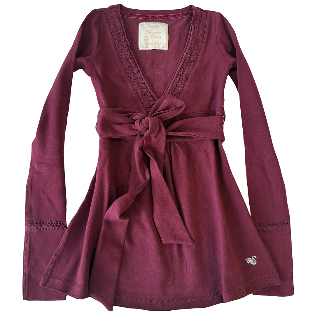 Plain Burgundy Badydoll Top - Archive Collection