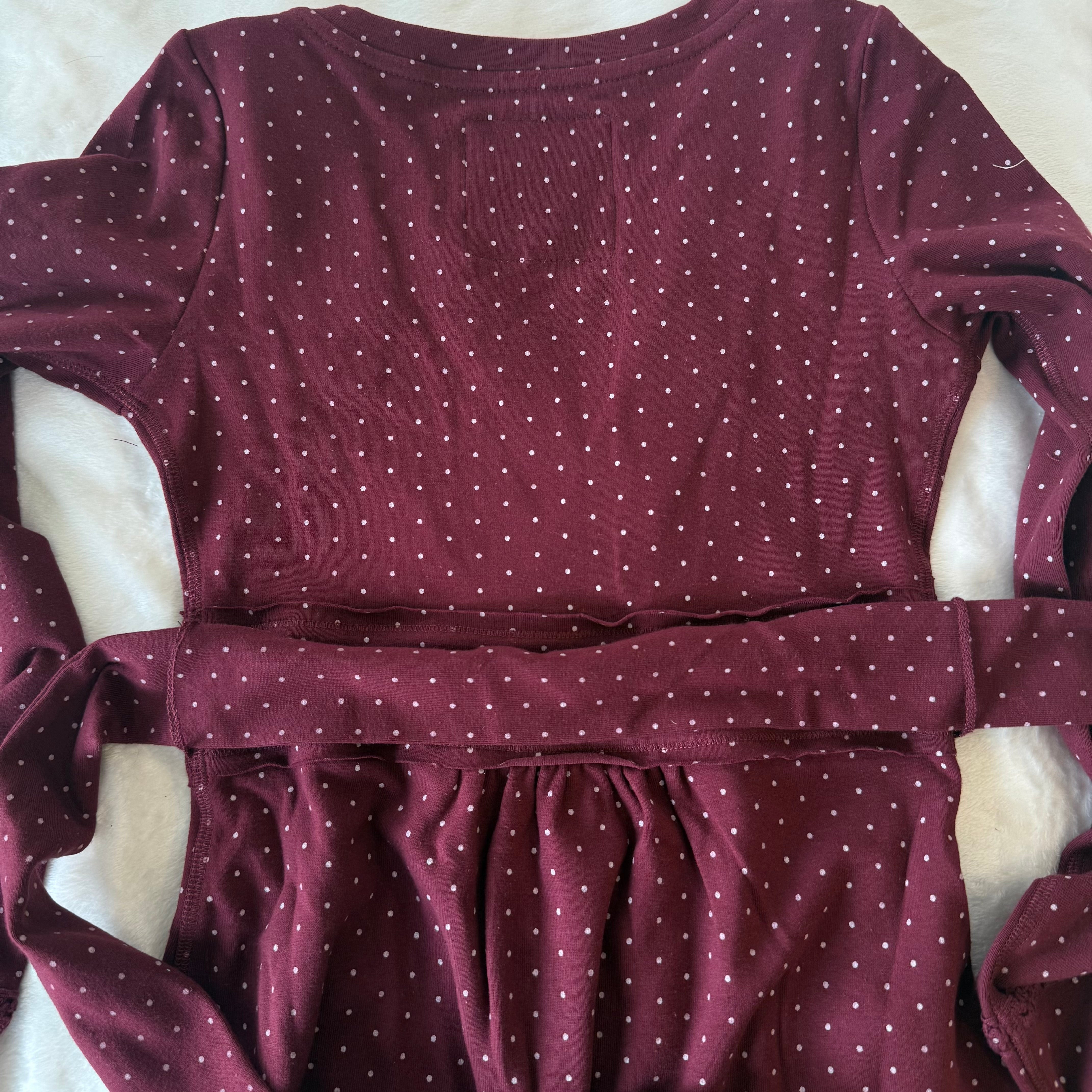 Polkadot Burgundy Badydoll Top - Archive Collection