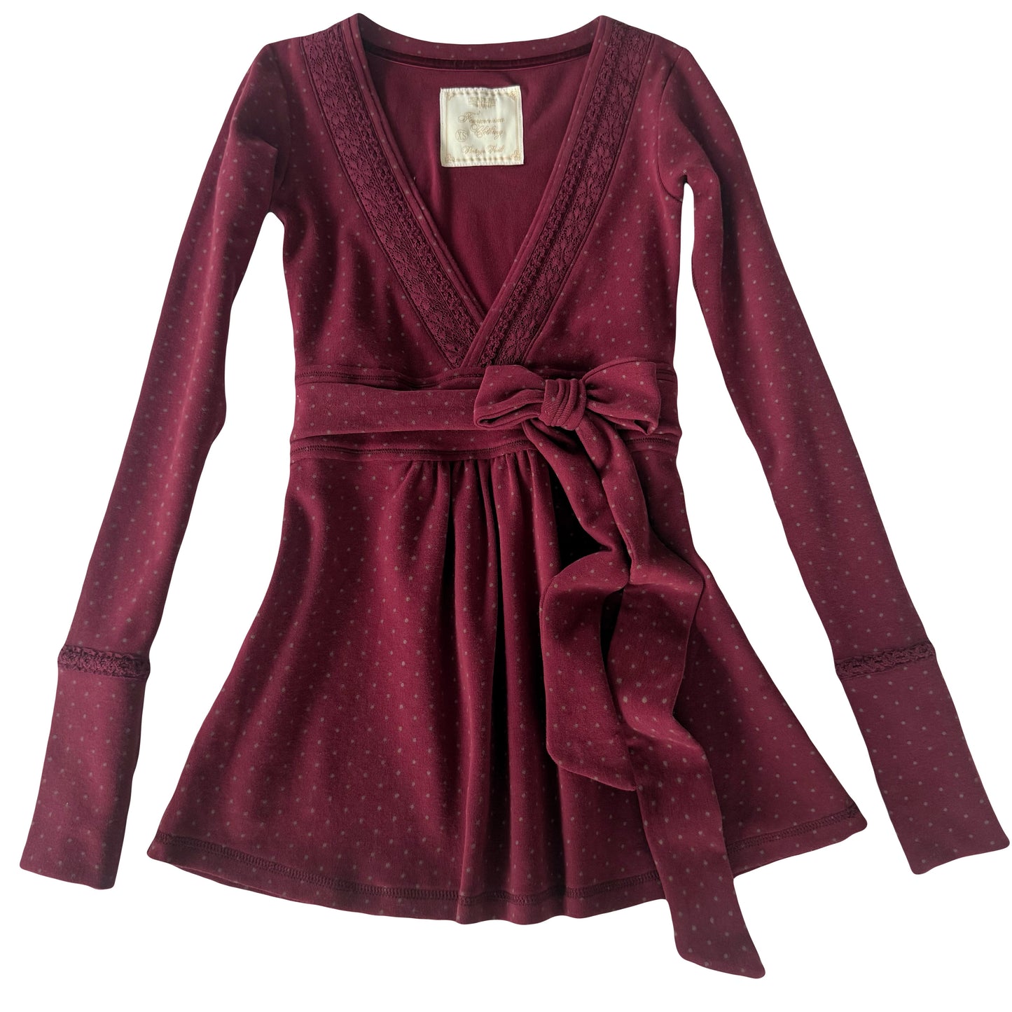 Polkadot Burgundy Badydoll Top - Archive Collection pre-order