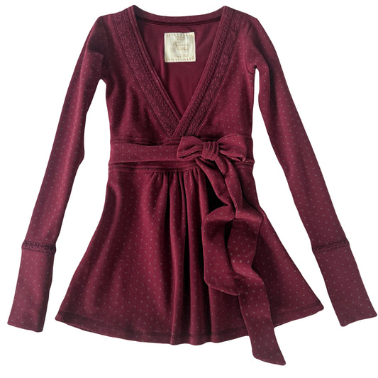 Polkadot Burgundy Badydoll Top - Archive Collection pre-order