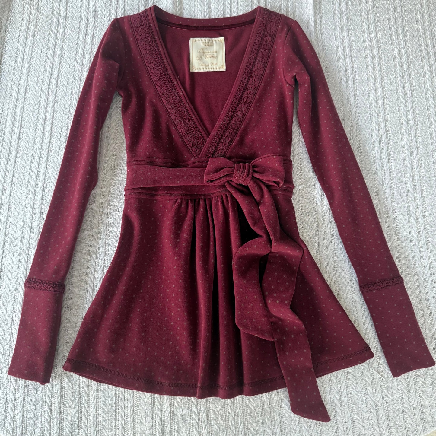 Polkadot Burgundy Badydoll Top - Archive Collection pre-order