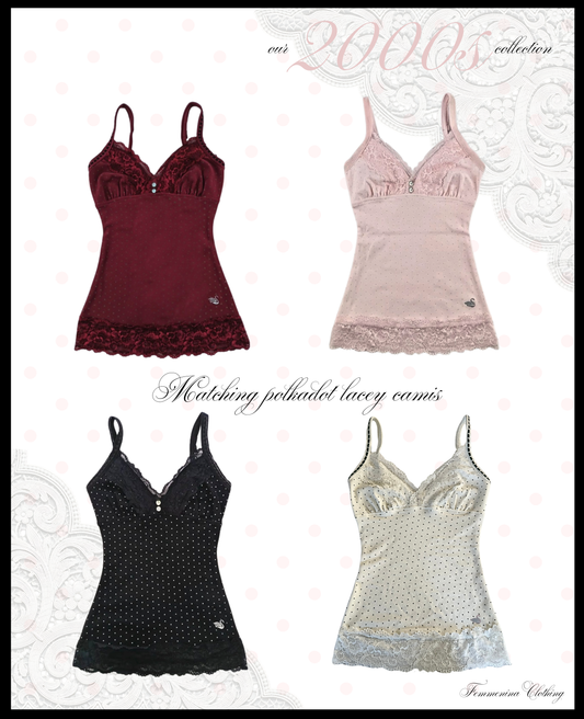 2000s Polkadot Lacey Cami Tops