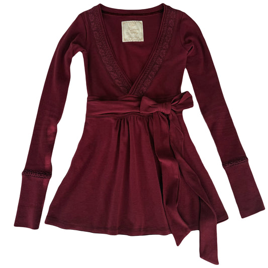 Plain Burgundy Badydoll Top - Archive Collection pre-order