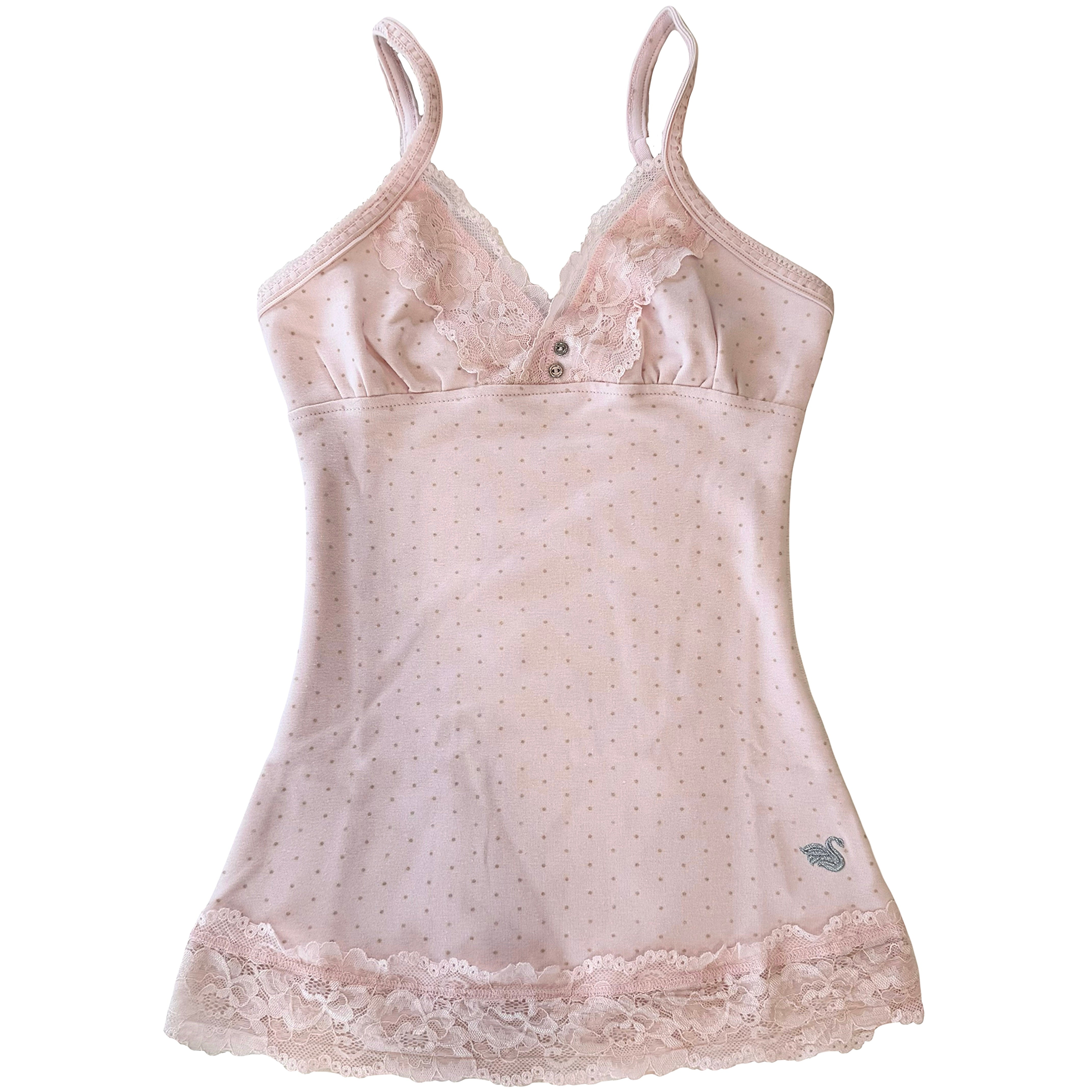 Pink Lacey polkadot cami