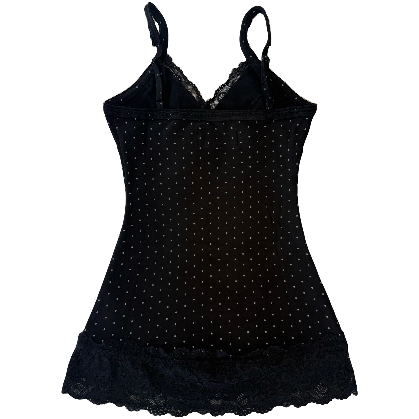 2000s Black Polkadot Lacey Cami Top